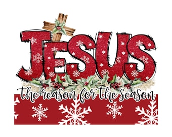 Jesus Reason for the Season Christmas Sign: Religious Wreath Decor, Red and White Holiday Decor