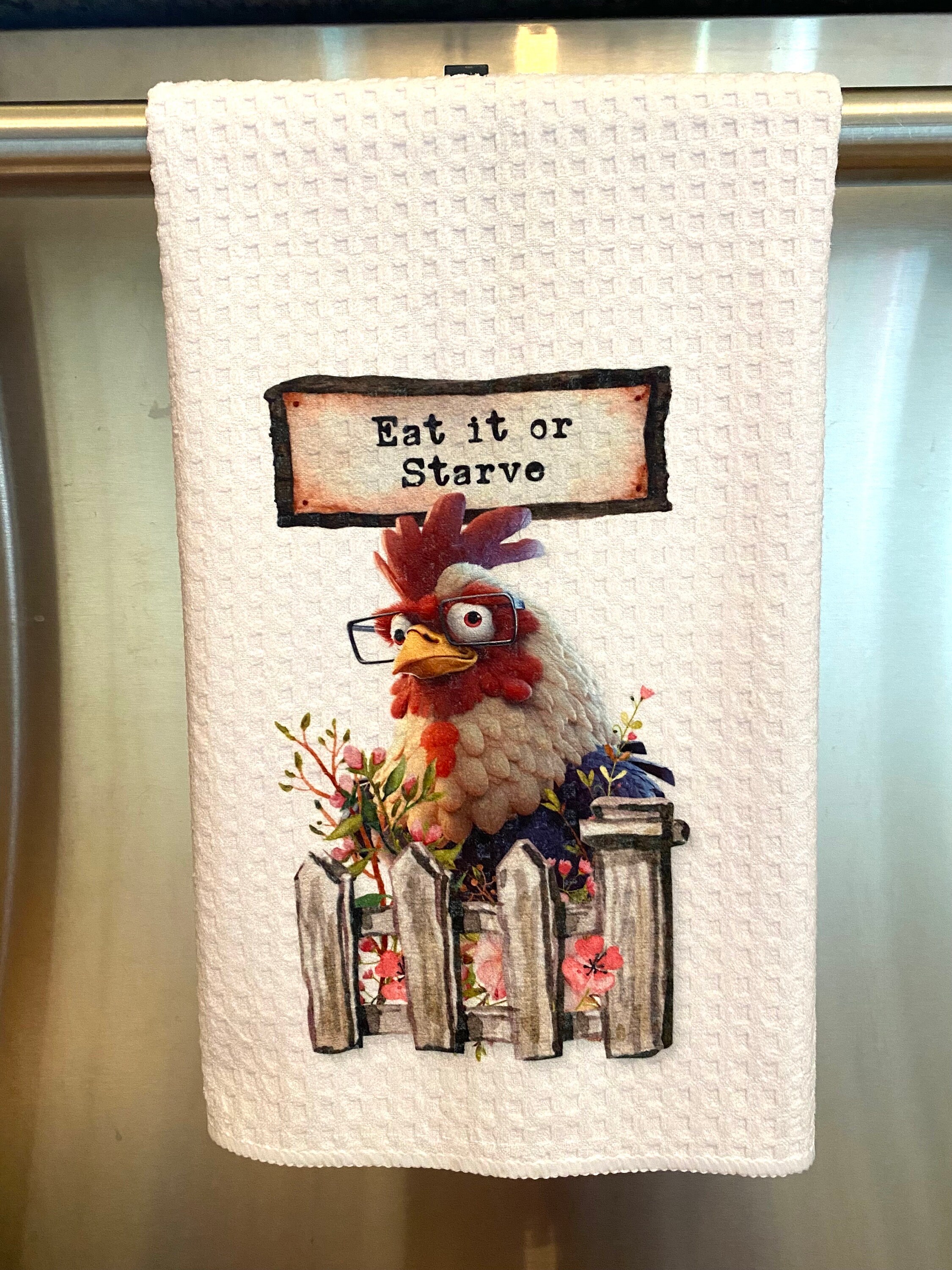Sassy Chicken Dish Towel Snarky Kitchen Towels Funny Towel Etsy