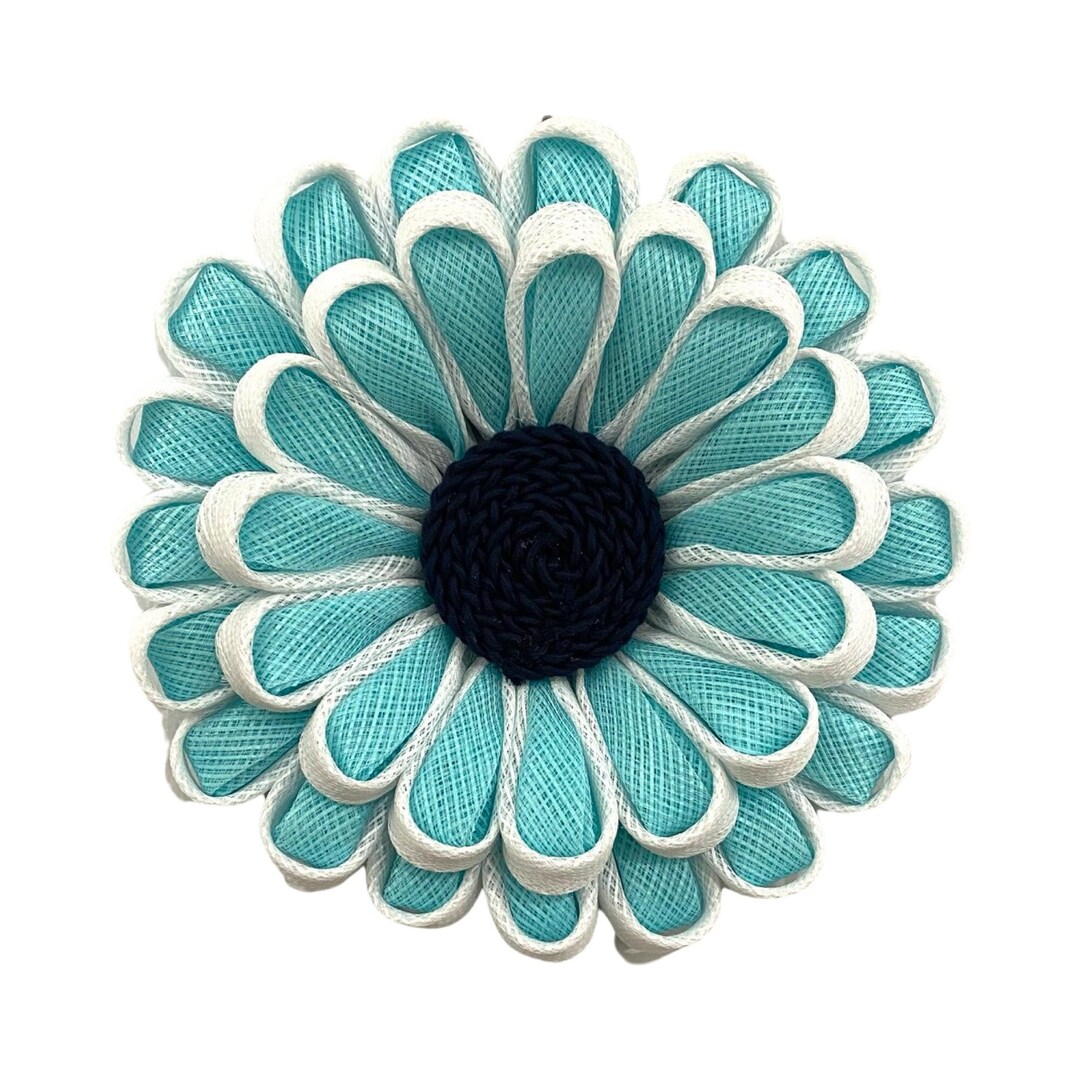 Daisy Flower Wreath for Front Door, Mesh Daisy Door Decor, Turquoise