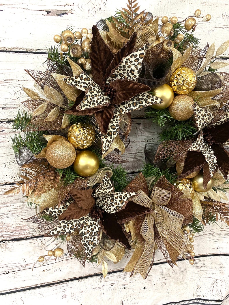 Animal Print Christmas Wreath for Front Door, Leopard Print Decor for ...