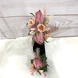 Rose Pink Silk Corsage and Boutonniere Prom Set, Silk Flower Homecoming Bracelet, Mauve Bridal Shower Corsage, Wedding Corsage Boutonniere