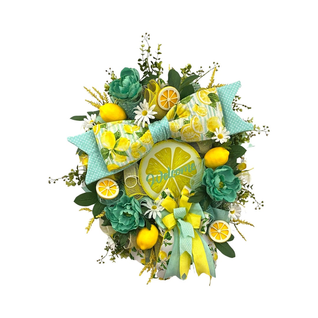 Lemon Slice Decoration for Kitchen Lemon Wreath With Big Bow Etsy