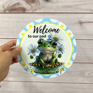 Welcome to Our Pad Frog Sign for Wreath, Frog Home Decor, Everyday ...