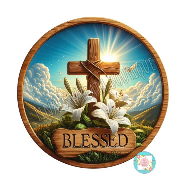 Blessed Cross Aluminum Sign: Easter Lily Wreath Attachment, Religious ...
