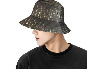 Men's All Over Print Gold & Black Confetti Bucket Hat-One size fits all