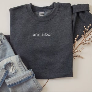 Ann Arbor Sweatshirt | Ann Arbor Pullover | Ann Arbor Crewneck | Ann Arbor Tshirt | Vintage Michigan Sweatshirt | Embroidered Sweatshirt