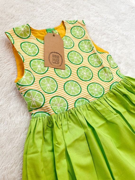 Lime Summer Dress | Bright Summer Dress | Girls Dresses | Handmade Dresses  - Etsy