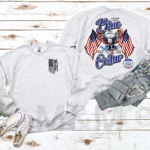 Blue Collar Shirt, Front and Back Design, Mens Gift