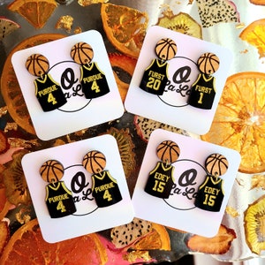 Pendientes personalizados con camiseta de baloncesto, pendientes con espíritu de equipo