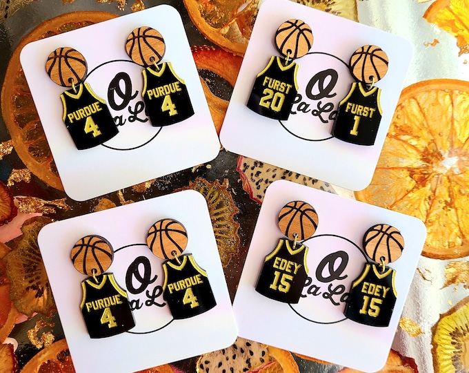 Custom Personalized Basketball Jersey Earrings, Team Spirit Earrings