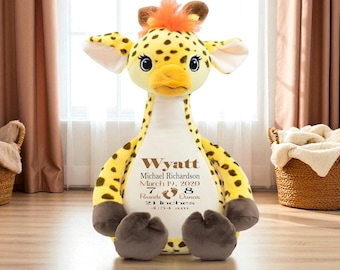 Personalized Baby Birth Stats Giraffe Plush: Keepsake Stuffed Animal