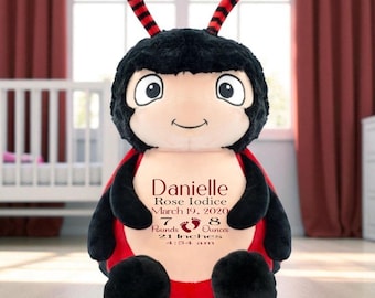 Personalized Baby Birth Stats Ladybug Plush: Keepsake Stuffed Animal