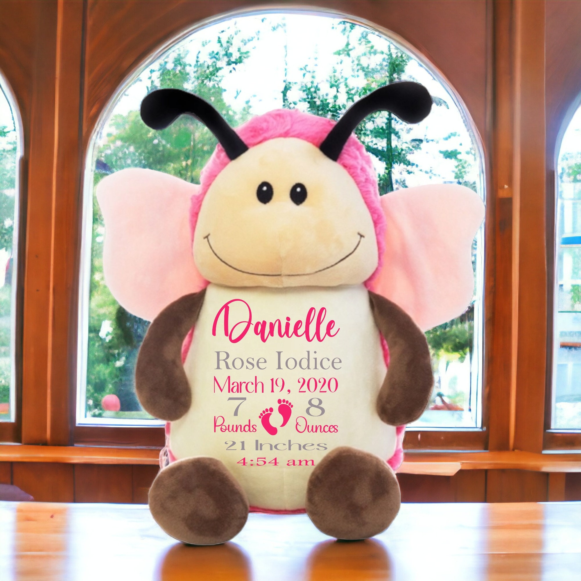 Personalized Baby Birth Stat Plush Butterfly, Baby Keepsake