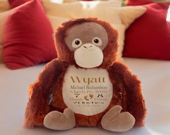 Personalized Baby Birth Stats Orangutan Plush: Keepsake Stuffed Animal