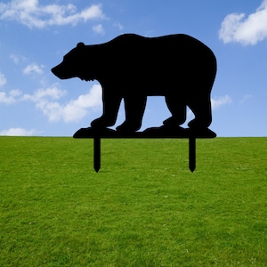 Bear Metal Yard Art Stake Sign, Bear Yard Decor