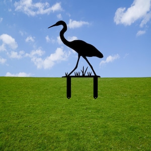 Blue Heron Metal Yard Stake: Powder Coated Garden Decor