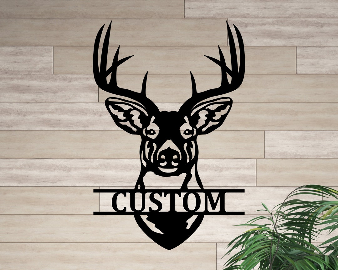 Personalized Metal Deer Head, Metal Deer Silhouette, Family Last Name