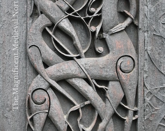 Urnes Stave Church, Carving Detail, Urnes Stavkyrkje, Ornes, Norway, Sogn og Fjordane, Photograph, Print, Fine Art Print, Greeting Card