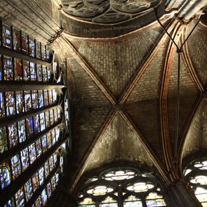 Catedral de Tournai, Bóveda gótica, Bélgica, Fotografía, Grabado, Impresión de bellas artes, Tarjeta de felicitación, Arquitectura medieval gótica