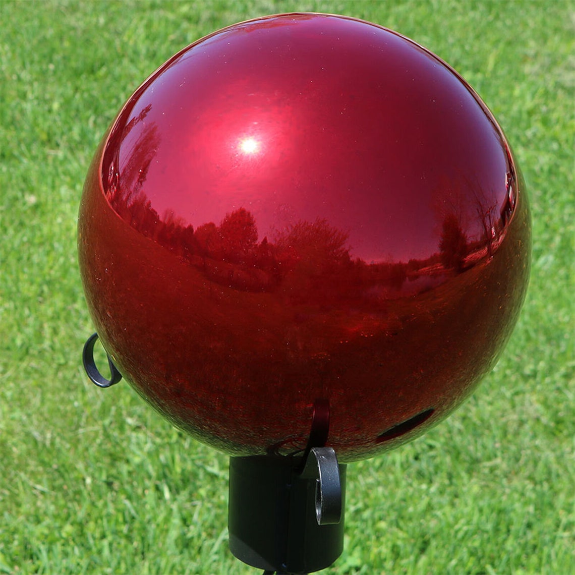 Red Gazing Ball Mirror Globe Garden Decor Outdoor Lawn Yard Etsy