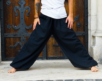 Strong Yoga Kung Fu Harem Pants High-Quality Durable Natural Cotton Zen Minimal Organic Breathable Harem Trousers Flexible Tai Chi Men's