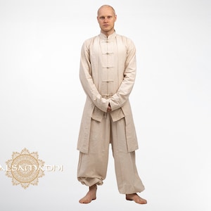 Kung Fu Tai Chi Outfit Zen Robes Shaolin Kung Fu Martial Arts Yoga Natural Fibre Chinese Style Frog Button Eastern Korean