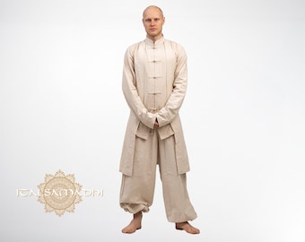 Kung Fu Tai Chi Outfit Zen Robes Shaolin Kung Fu Martial Arts Yoga Natural Fibre Chinese Style Frog Button Eastern Korean