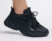 The Perfect Simple Chunky Black Sneaker | Cool yet Sensible