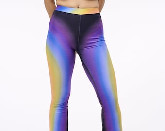 The Blazing Heat Glow Pant | A Black Rainbow Piece for the Galactic | Flared Legging with a High Contrast Gradient Print | Goose Taffy