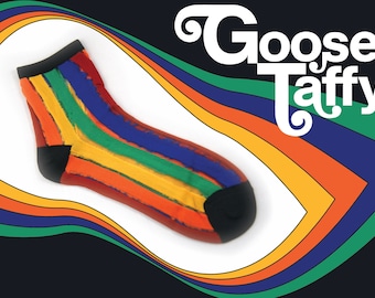 The Clear Rainbow Socks | A Rainbow Striped Sock for the Fab | Cutout Socks in Rainbow Colors | Goose Taffy