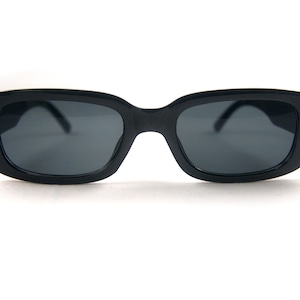 The Perfect Sunglasses | Glossy Black Frames with Black Lenses | Unisex Rectangle 90s y2k Rave Club Matrix Vibes All Black | Goose Taffy
