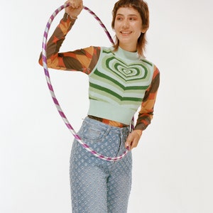 The Radiating Heart Sweater Vest A Super Cute Knit Tank Top Crop in Green Goose Taffy image 4