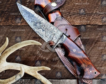 Custom HUNTING KNIFE| Handmade Forged CAmping Outdoor Survival Bush Craft knife| Damascus knife with sheath | Birthday & Anniversary Gift