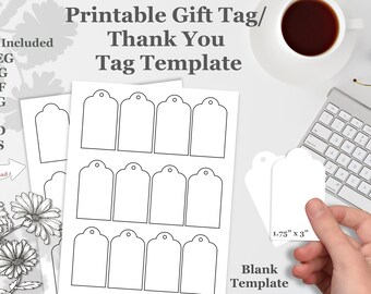 Printable Gift Tag 1.75 X 3 Blank Tags, Favor Tags, Thank You Tags ...