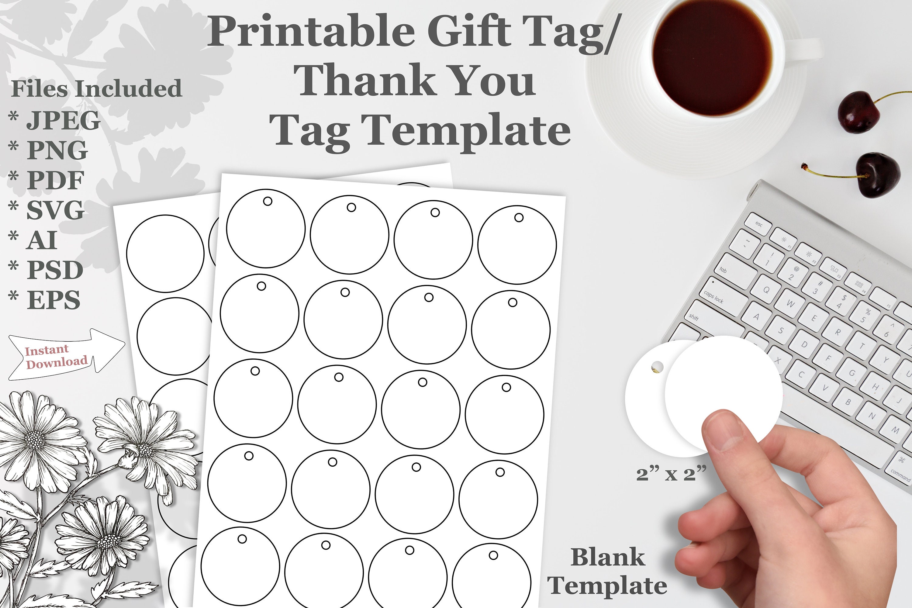 Printable Gift Tag 2 X 2 Circle Template. Blank Tags Favor - Etsy