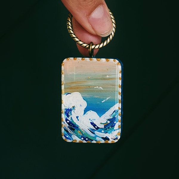 Seafoam-Storybook Style-Hand Painted Dog Tag/Key Chain/Pendant