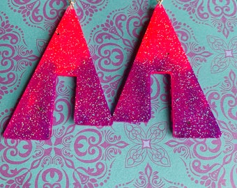 Neon Pink & Purple Geometric Earrings!