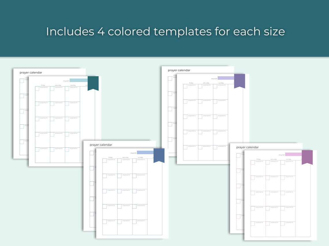 Prayer Calendar (2 Pages) | Prayer Planner, Monthly Calendar, Journal ...
