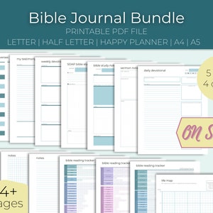 Bible Journal Bundle | Christian Planner | Sermon Notes, Devotional, Bible Reading Tracker, Prayer Journal | Printable PDF