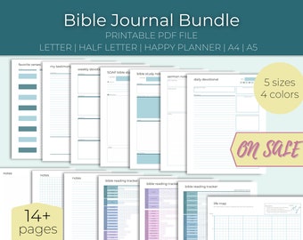 Bible Journal Bundle | Christian Planner | Sermon Notes, Devotional, Bible Reading Tracker, Prayer Journal | Printable PDF