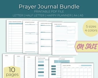 Prayer Journal Bundle | Prayer Requests, Calendar, Activities | Devotional Journal, Prayer Journal Prompts, Prayer Planner | Printable PDF