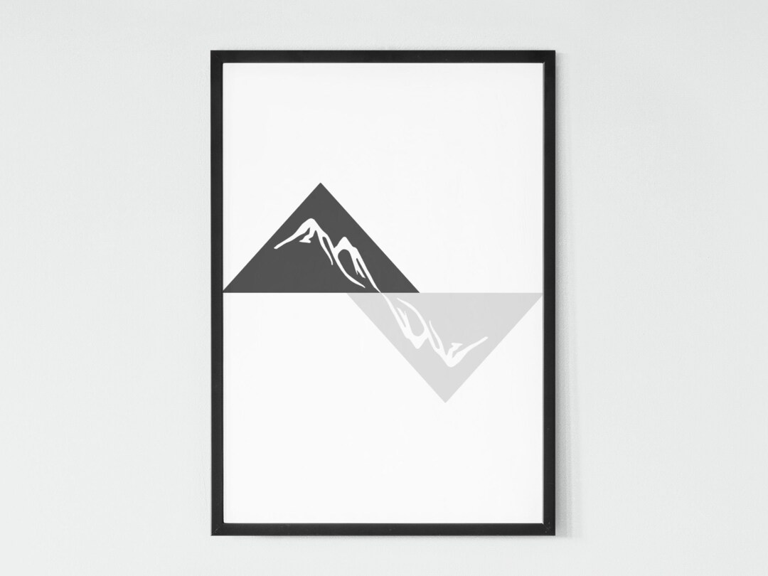 Abstract Mountain Wall Art for Wall Decor Black and White Print