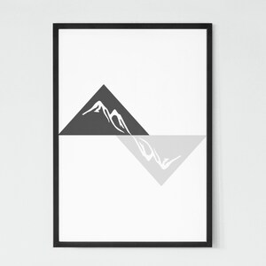 Abstrakte Berg Wandkunst für Wand dekor schwarz weiß Druck Berg Silhouette Kunstwerk geometrische Berge druckbar Digitaler Download