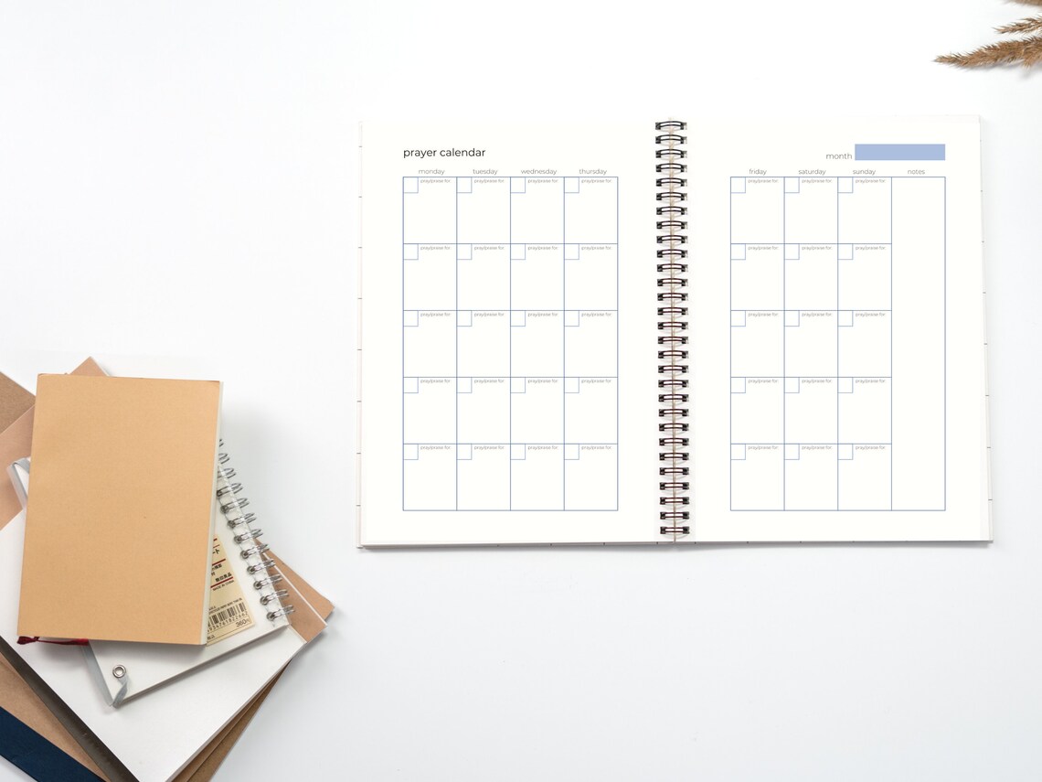 Prayer Calendar (2 Pages) | Prayer Planner, Monthly Calendar, Journal ...