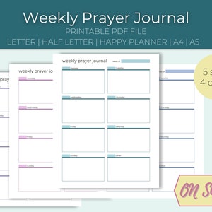 Weekly Prayer Journal Page | Christian Planner Insert | Letter, Half Letter, Happy Planner, A4, A5 | Digital Printable PDF