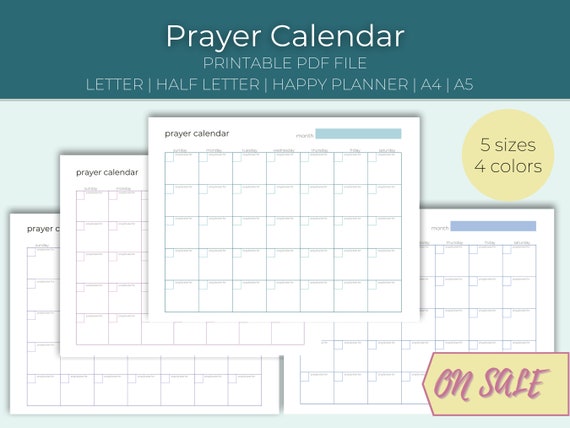 Prayer Calendar Prayer Planner Monthly Calendar Journal - Etsy