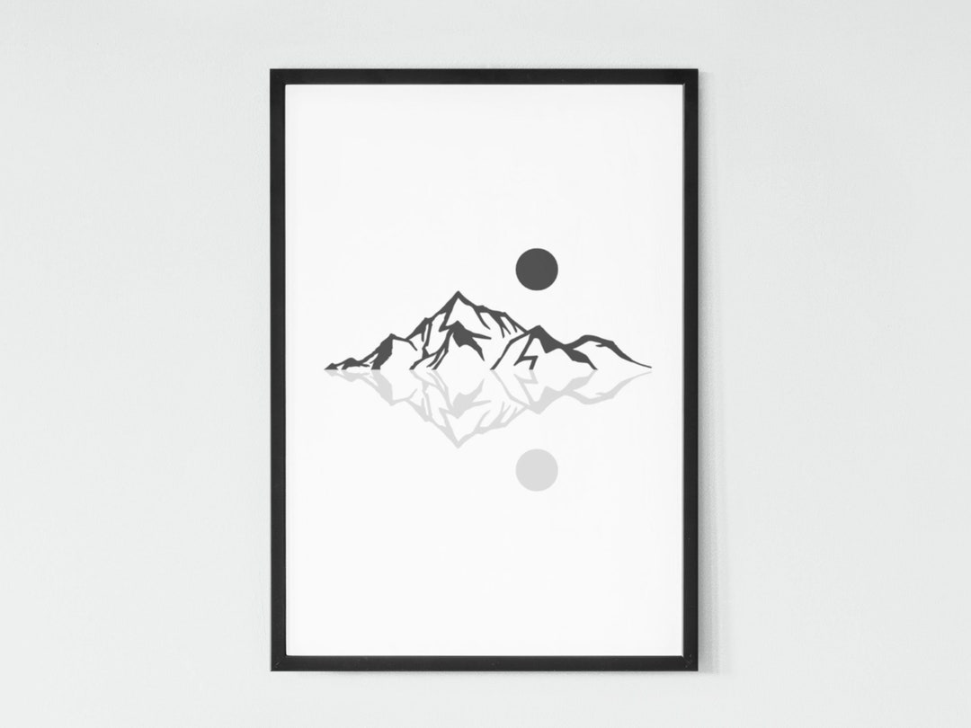 Mountain Wall Art, Printable Wall Art, Black and White Print ...