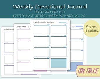 Weekly Devotional Journal | Christian Planner Insert | Letter, Half Letter, Happy Planner, A4, A5 | Digital Printable PDF