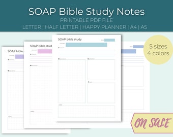 Notatki ze studiów biblijnych SOAP | Robienie notatek biblijnych, Dziennik, Notatnik, Planer | List, Pół Listu, Szczęśliwy Planer, A4, A5 | Cyfrowy wydruk PDF