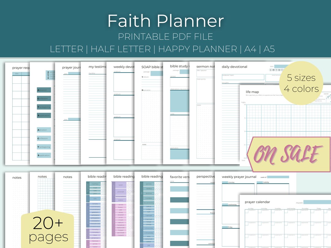 Faith Planner Bundle | Bible Study Notebook, Prayer Journal, Devotional ...